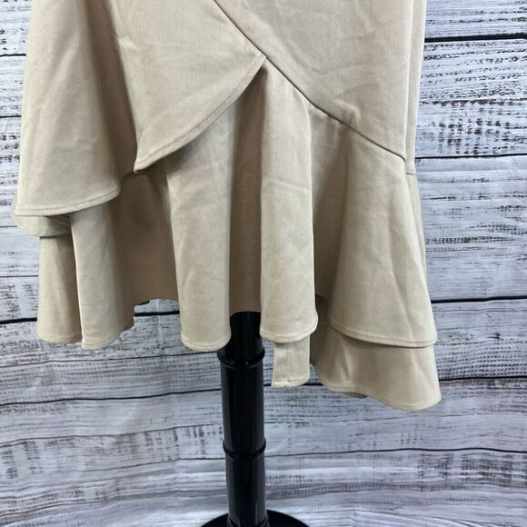 Banana Republic Skirt size 0 Khaki A Line Flared Stretch Modest Peasant High Low - Picture 6 of 10